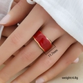 Anello regolabile in acciaio inossidabile placcato oro 18k con smalto rosso - Design Largo con Bordo Ondulato Oro Rosso (267)