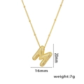 Gold balloon M letter pendant necklace with zircon micro-paving and size 20mm height - Letter M / Gold