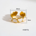 Anillo geométrico de acero de titanio chapado en oro 18K con corazones de esmalte - Estilo Textura Corazón (229) / Dorado