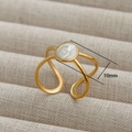 Anillo abierto dorado minimalista con incrustación ovalada blanca de 10mm en bandeja - Estilo Ovalado Textura Perla (119) / Dorado/Blanco