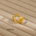 Detail showing 15mm scallop shell and starfish on a gold open stainless steel ring - Starfish Scallop Style (23) / Gold