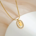 Gold stainless steel snake chain necklace with sparkling letter P pendant and crystals - Letter P