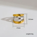 Anillo geométrico de tres capas en acero inoxidable bicolor oro y plata de 18,5 mm - Estilo Redondo de Tres Capas en Contraste Oro y Plata (317)