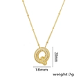 Balloon style letter Q pendant necklace with micro-pave cubic zirconia in 18k gold finish - Letter Q / Gold