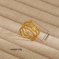 Detail view of 18K gold plated irregular stainless steel ring with sun and moon accents - Star and Moon Bead Multi-Layer Style(33) / Gold