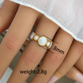 Vintage gold plated stainless steel ring with 8mm white enamel geometric circles - Circular Unit Combined Ring (235) / 8mm