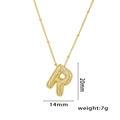 Letter R gold-plated balloon pendant necklace with micro-pave zircons, 20mm height - Letter R / Gold