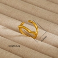 Irregular gold wave ring detail showing 15.5mm diameter and 2.2g weight measurement - Double Layer Irregular Wave Style(34) / Gold