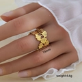 Anillo elegante de acero inoxidable chapado en oro 18K hoja de ginkgo de 14mm - Estilo Hoja de Ginkgo Calada