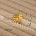 Detail view of gold turquoise ring showing 2.2g weight and 26mm geometric hollow design - Hollow Ribbon Style (35)