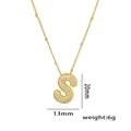 Gold plated balloon letter S necklace with micro-pave cubic zirconia crystals - Letter S / Gold