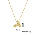 Gold balloon letter T pendant necklace with sparkling cubic zirconia pavé setting - Letter T / Gold