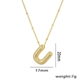 Gold balloon letter U pendant necklace with sparkling cubic zirconia pavé stones - Letter U / Gold