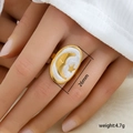 Anello cuore rosso in acciaio al titanio regolabile con design luna e stelle - Design Ovale Stella Luna (256)