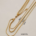 Conjunto de collares triples dorados con cadena de serpiente y cordón de 40cm 50cm 60cm - Dorado