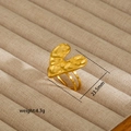 Detail showing 18K gold plated heart ring with hammered texture on a jewelry display tray - Three-Ring Heart Style (49)