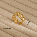 Detail view of gold turquoise open ring with 8.3mm width and 2.4g weight - Rhombus Shell Style (66)