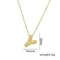 Golden micro-pave zircon balloon letter Y pendant necklace with small bead chain - Letter Y / Gold