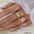 Anillo de acero inoxidable bañado en oro 18K con hojas y relieve floral de 8,1 mm - Estilo Incrustación Nácar Hoja Hueca