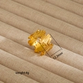 Detail view of 12.3mm gold leaf textured ring with dimensions on velvet tray - Gold Leaf Texture Style (76)