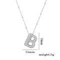 Letter B balloon pendant necklace with micro-paved zircons in silver finish, 19mm size - Letter B / Silver