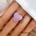 Anello a cuore in marmo rosa placcato oro con larghezza 20mm e fascia regolabile - Cuore in Marmo Rosa Viola (280)