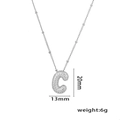 Silver balloon letter C necklace with cubic zirconia paving, measuring 20mm by 13mm - Letter C / Silver