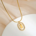Gold letter Y snake chain necklace with double layer rhinestone pendant for women - Letter Y