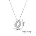 Silver balloon letter D pendant necklace with micro-paved zircons and beaded chain - Letter D / Silver