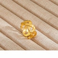 Detail showing the intricate golden woven design and brushed metal texture of the open ring - Gold Multi-Layer Overlapping Woven Style (14)
