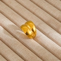 Detailed view of wide gold-plated double-layer ring displayed on beige linen jewelry box - Gold Double Layer Arc Smooth Style (16)