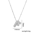 Silver alphabet F balloon pendant necklace with pavé cubic zirconia, 19mm height - Letter F / Silver