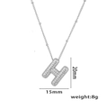 Silver balloon letter H necklace pendant with cubic zirconia, 20mm height and 8g weight - Letter H / Silver