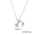 Balloon-style letter I pendant necklace with cubic zirconia pavé and bead chain - Letter I / Silver