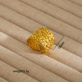 Anillo ancho de acero inoxidable dorado martillado con banda ajustable de 18 mm - Estilo Ancho Martillado (2) / Dorado