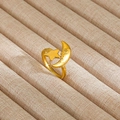 Close-up of golden adjustable ring featuring a crescent moon with face and star details - Gold Face Star Moon Shape Style (22)