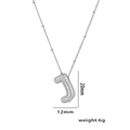 Silver micro-pave zircon balloon letter J pendant necklace, 20mm height and 6g weight - Letter J / Silver
