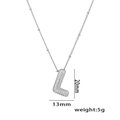 Balloon letter L pendant necklace in silver finish with pavé cubic zirconia inlay - Letter L / Silver