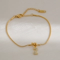 18k goud vergulde slangenarmband met liefdesknoop en een zirkoon letter Z hanger - Letter Z