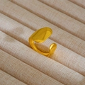 Macro di anello regolabile minimalista in acciaio inossidabile placcato oro 18K - Stile Asimmetrico Minimalista (25) / Oro