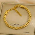 Detalle de pulsera de cadena de cuerda dorada de 4,7 mm con cierre de langosta y medida - Estilo de Cadena de Cuerda Dorada (C-1-26)