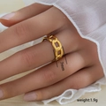Anillo de cadena de 7mm en acero inoxidable bañado en oro de 18K de 1,9g para mujer - Estilo de Cadena de Eslabones Ovalados