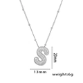 Silver-tone 'S' initial balloon pendant necklace with micro-paved sparkling crystals - Letter S / Silver