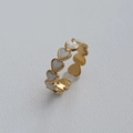 Bague réglable dorée tournesol avec motifs de cœurs blancs pour femmes - Style Émail Cœur Blanc Continu (242) / Or