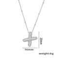 Cross pendant necklace with white cubic zirconia and measurements of 20mm by 16mm - Letter X / Silver