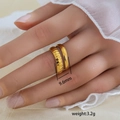 Anillos apilables de acero inoxidable bañados en oro de 18K para mujer, ancho 9,6 mm - Estilo de Combinación de Rayas Verticales en Capas