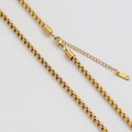 Collar de doble capa de acero inoxidable dorado con colgante de moneda turquesa - Collar de Cadena de Caja Dorado Brillante (B65)