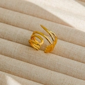 Anillo ajustable de acero inoxidable dorado con un diseño elegante de espiral múltiple - Abierto Ajustable / Estilo Irregular Multicapa (84)