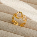 Anillo de cadena de eslabones dorados ajustable de acero inoxidable con diseño abierto - Abierto Ajustable / Estilo de Diseño de Eslabones (86)