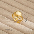 Macro shot of 18K gold plated irregular ring with white stone inlay and 12mm size detail - Double Layer Bead Style (127)